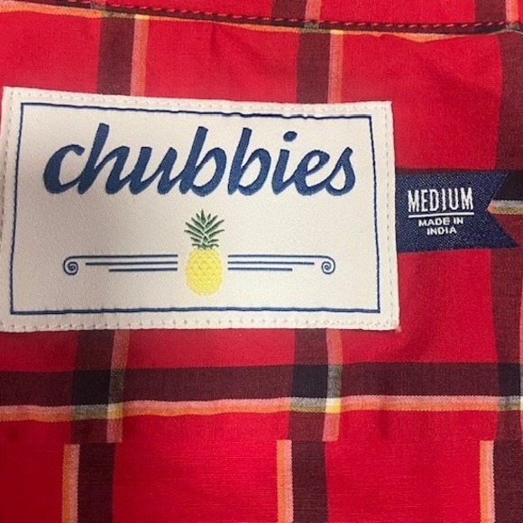 Chubbies‎ Men's Plaid Button Down Shirt Long Sleeve Red Casual Medium - Picture 3 of 10